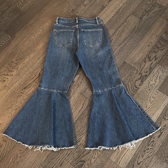 Top shop Moto Dree Flare Flare loose hem bell buttons crop jeans Sz 25 - Picture 14 of 16